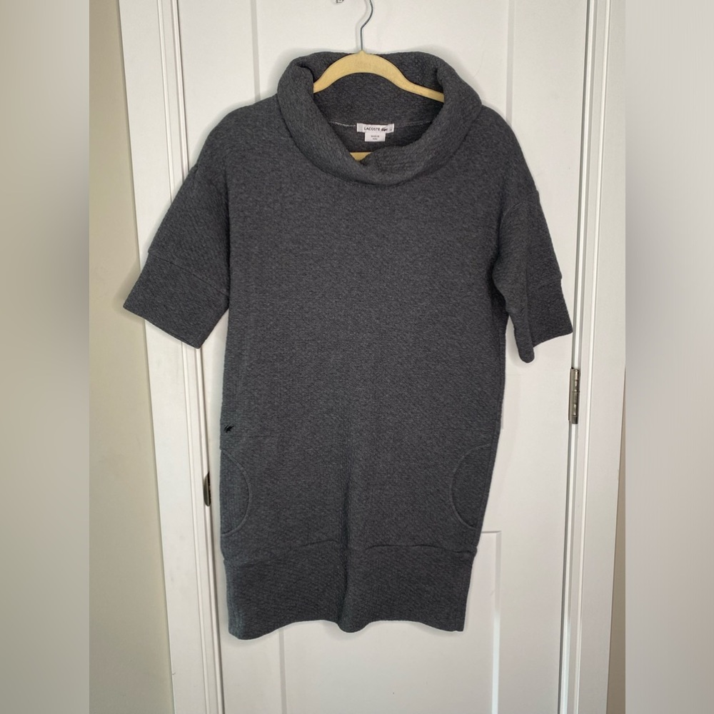 Lacoste Cowl Neck Casual Sweatshirt Dress Womenโs Size Small / 36